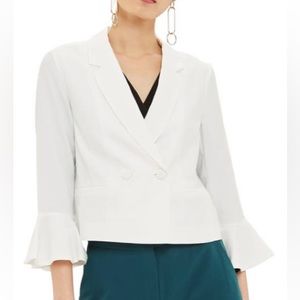 Topshop Frill Sleeve Double Breasted Jacket